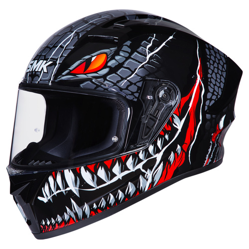 SMK 'Stellar Taotei' Full-Face Helmet - Black/Grey/Red [Size: XL]