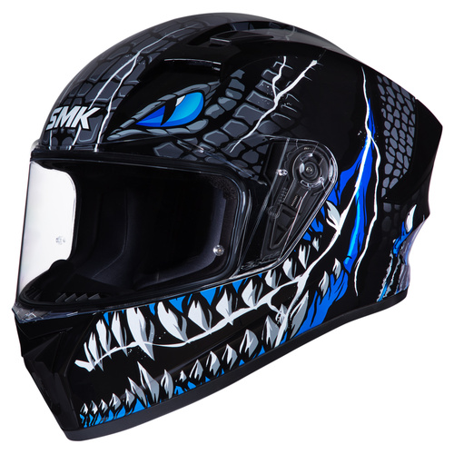 SMK 'Stellar Taotei' Full-Face Helmet - Black/Grey/Blue [Size: L]
