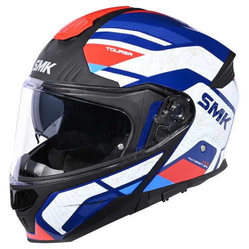 SMK 'Gullwing Navigator' Modular Helmet - Black/White/Red [Size: 2XL]