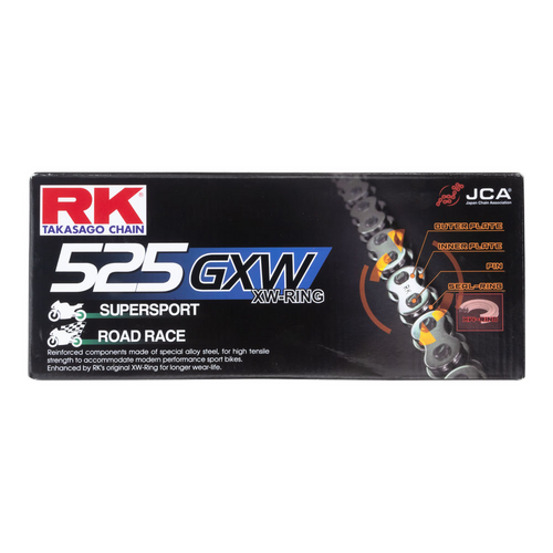 [S/S, use 12-55Z-120] RK Chain 525GXW - 120 Link