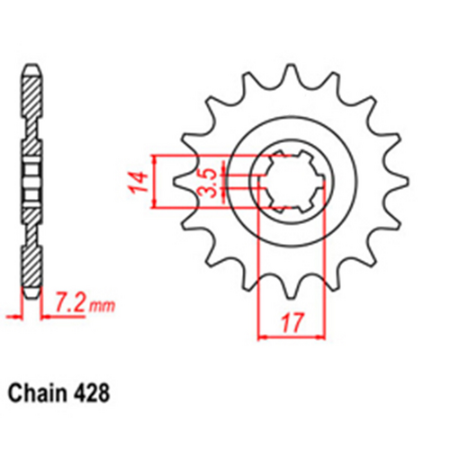 Front Sprocket - Steel 14T 428P