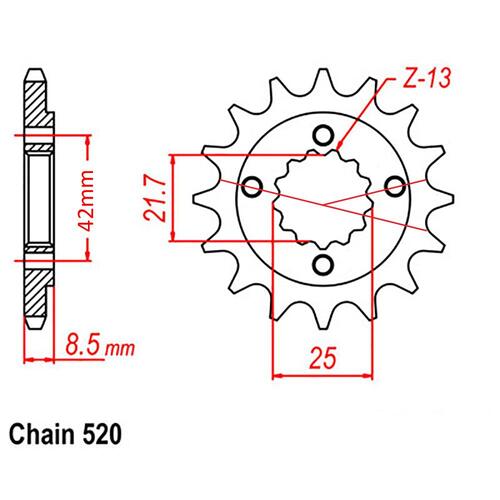 Front Sprocket - Steel 13T 520P D/D