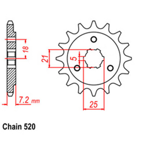 Front Sprocket - Steel 14T 520P