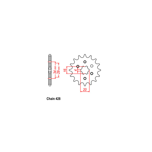 Front Sprocket - Steel 16T 428P D/D