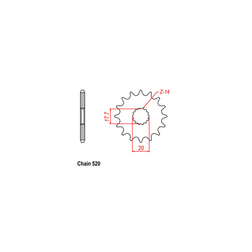 Front Sprocket - Steel 14T 520P