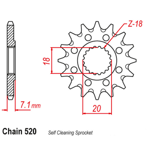Front Sprocket - Steel 14T 520P