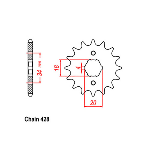 Front Sprocket - Steel 17T 428P