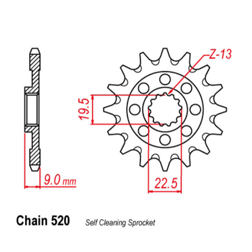 Front Sprocket - Steel 13T 520P