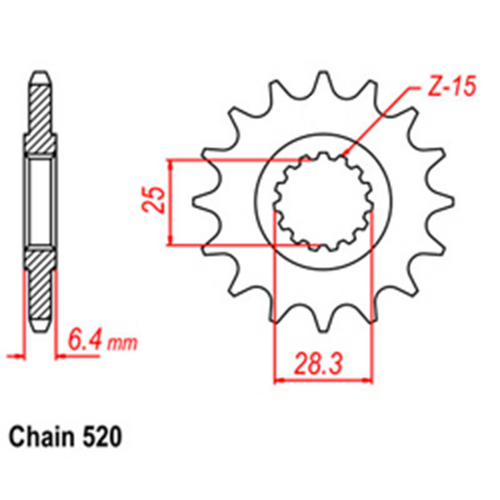 Front Sprocket - Steel 15T 520P