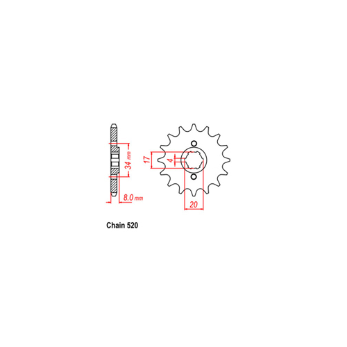 Front Sprocket - Steel 14T 520P