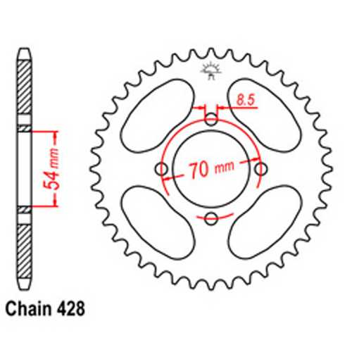 Rear Sprocket - Steel 40T 428P