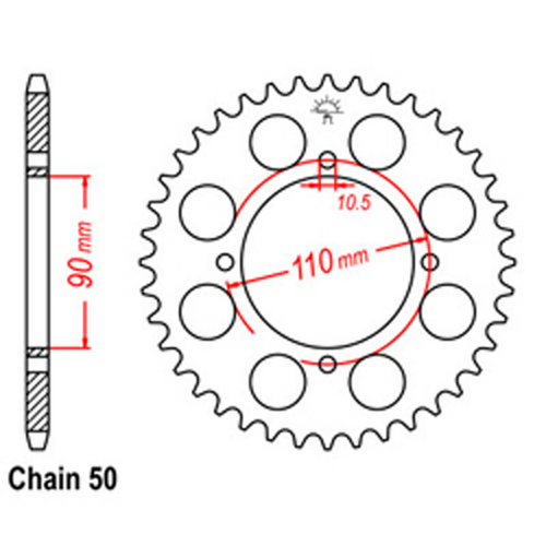 Rear Sprocket - Steel 38T 530P