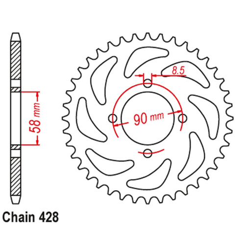Rear Sprocket - Steel 45T 428P