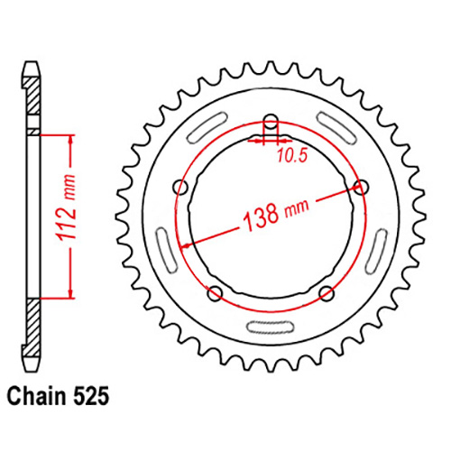 Rear Sprocket - Steel 41T 525P
