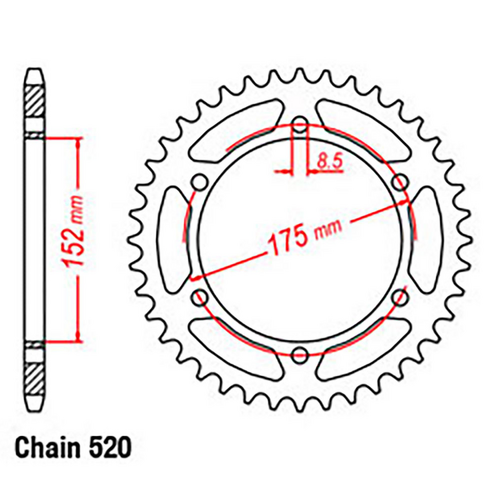 Rear Sprocket - Steel 47T 520P