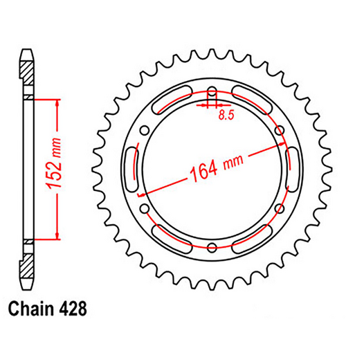 Rear Sprocket - Steel 56T 428P