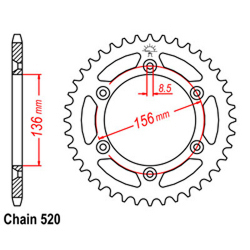 Rear Sprocket - Steel 52T 520P