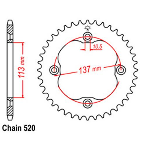 Rear Sprocket - Steel 36T 520P