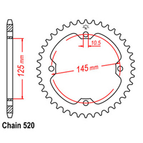 Rear Sprocket - Steel 40T 520P
