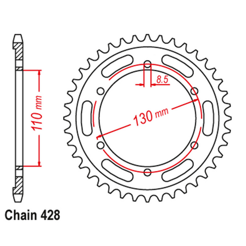 Rear Sprocket - Steel 46T 428P