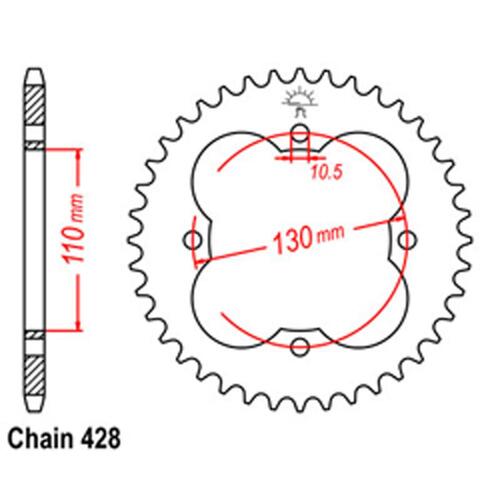 Rear Sprocket - Steel 50T 428P