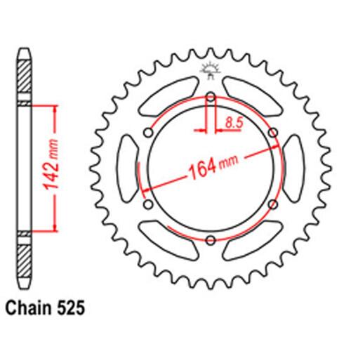 Rear Sprocket - Steel 44T 525P
