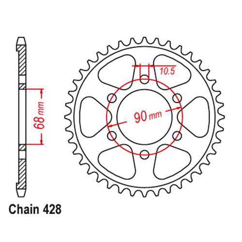 Rear Sprocket - Steel 48T 428P (CB125R 2019)