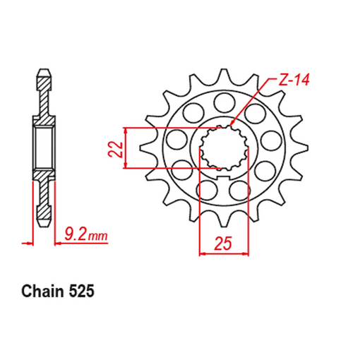 Front Sprocket - Steel 16T 525P