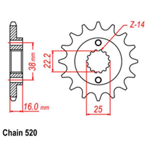 Front Sprocket - Steel 14T 520P