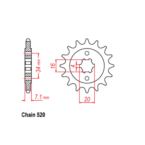 Front Sprocket - Steel 15T 520P