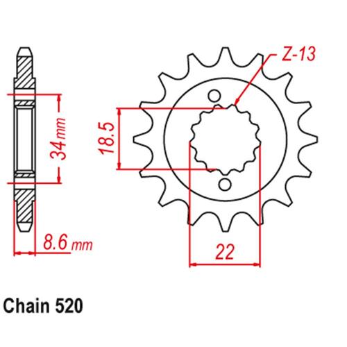 Front Sprocket - Steel 15T 520P