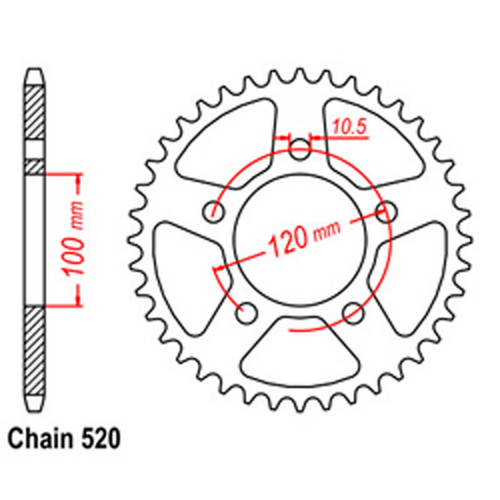 Rear Sprocket - Steel 42T 520P