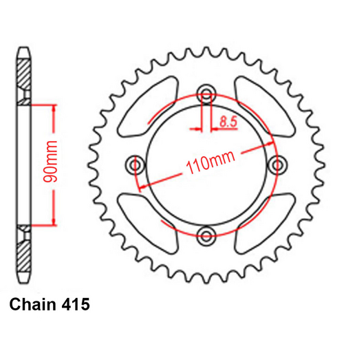Rear Sprocket - Steel 38T 415P