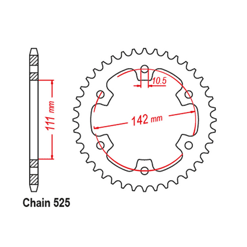 Rear Sprocket - Steel 38T 525P