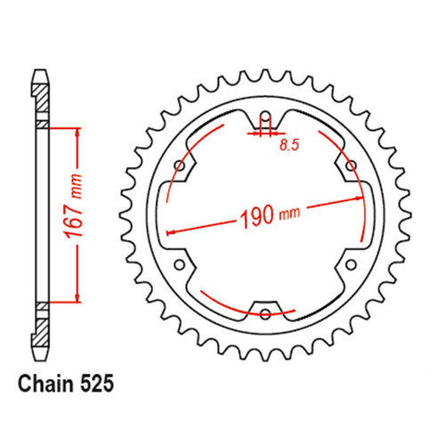 Rear Sprocket - Steel 50T 525P