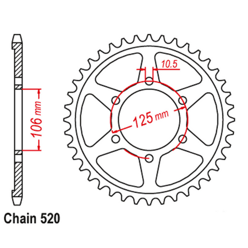 Rear Sprocket - Steel 41T 520P