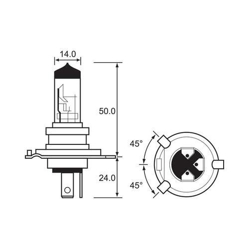 Bulb - Halogen 12V 35/35W - H4 - P43T-38