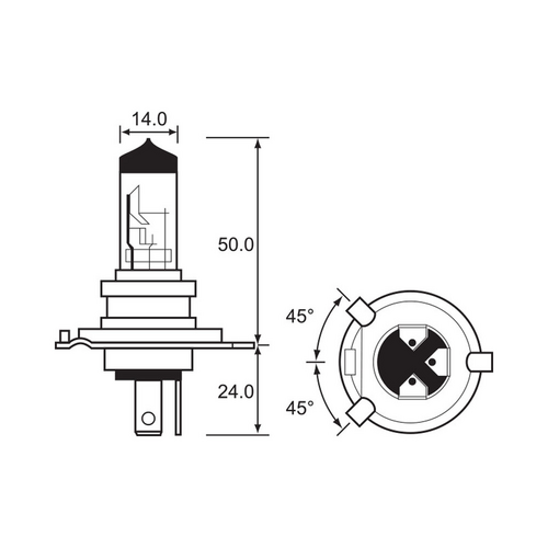 Bulb - Halogen 12V 60/55W - H4 - P43T-38