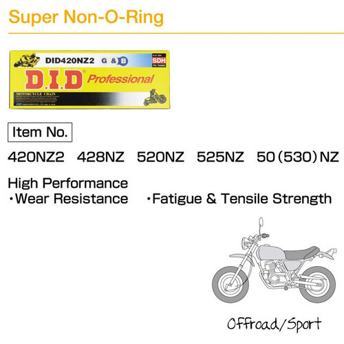 DRIVE CHAIN - 420NZ3 GB-130 RB SUPER HEAVY DUTY MX GLD&BLK