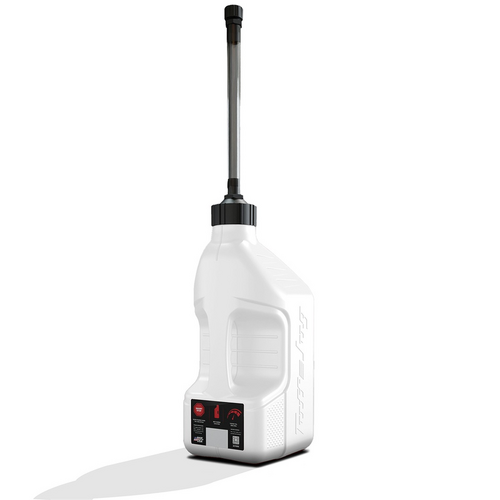 Gen 3 - 2.5G/10L White Tuff Jug with Black Standard Cap & Auto-Stop Spout w/ View Strip