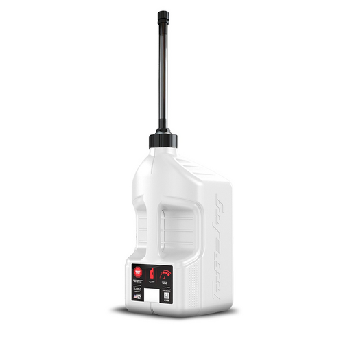 Gen 3 - 5G/20L White Tuff Jug with Black Standard Cap & Auto-Stop Spout w/ View Strip
