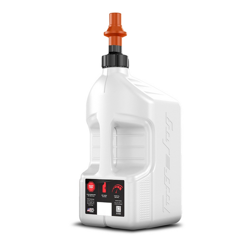 Gen 3 - 5G/20L White Tuff Jug with Orange Ripper Cap w/ View Strip