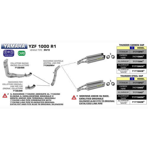 ARROW 71363MI [RLP]: MID LINK PIPE Stainless steel - YA YZF R1 07>08