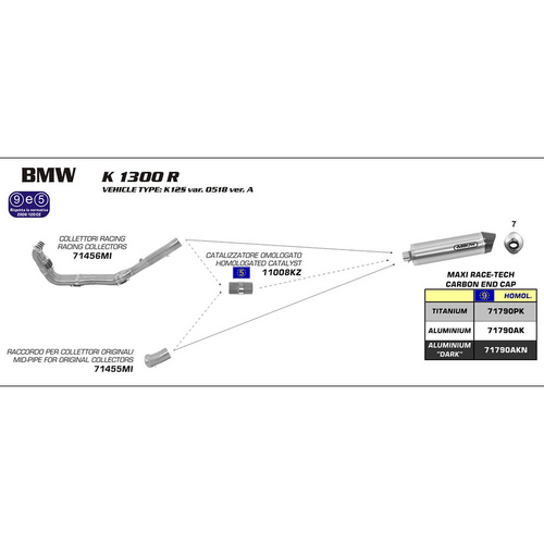 ARROW 71455MI [RAS]: LINK PIPE Stainless steel RE OEC - BMW K1300R/S 09>16