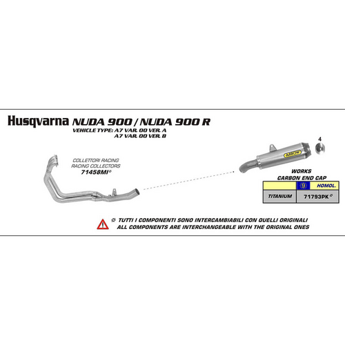 ARROW Collector 71458MI [AOE]: Stainless 2:1 Non-Cat - HQV NUDA 900/R 12>13