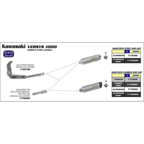 Arrow Link Pipe (for 71795 mufflers) for Kaw Versys 1000 ('12-16) in SS