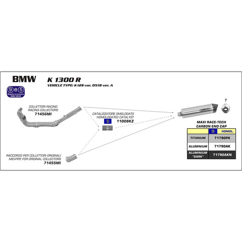 ARROW 71790AKN Silencer - MAXI RACE-TECH Aluminium Dark with Carbon End Cap - BMW K 1300R