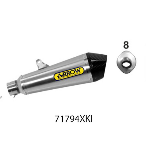 ARROW 71794XKI Silencer - X-KONE Nichrom Silver with Carbon End Cap - KAWASAKI ER-6N/F & Versys 650