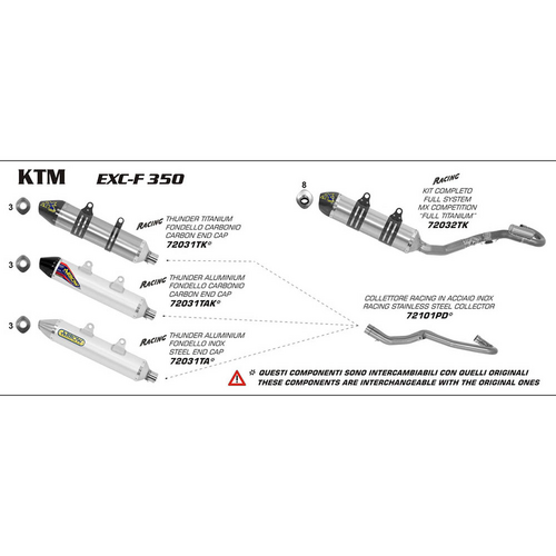 ARROW 72101PD Header Collector set - Stainless - KTM