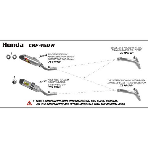 ARROW 72104PD Header Collector set - Stainless - HONDA